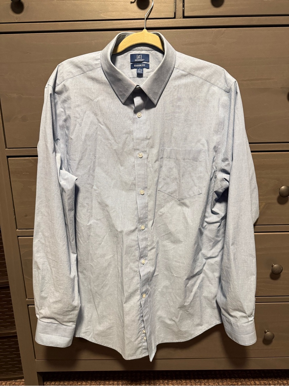 George Men's Light Blue Dress Shirt - Long Sleeve Button-Up